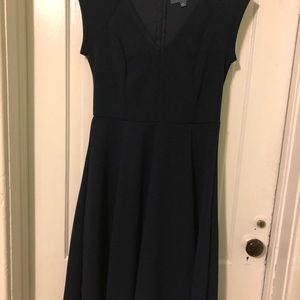 ModCloth navy blue crepe swing dress a-line full skirt!